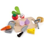 Ensemble aliments a decouper + ustensiles de cuisine (planche econome rape) - jouet en bois - accessoire ...