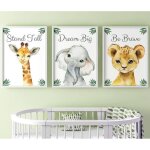 Ensemble animaux safari de 3 sans cadre pour chambre denfant fille ou gar�on d�coration chambre postersel�phan ...
