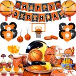 Ensemble danniversaire de basket - ball set de vaisselle dcorations de fte de basket - ball bannire ...
