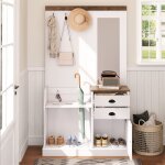 Ensemble armoire 110. 50x38x191 cm avec miroir crochets tiroirs et porte - parapluies. blanc