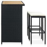 Ensemble de bar 3 pcs moderne - mvs - chaises + tablepour salon - r�sine tress�e noir - 102 x 60 x 105cm ...