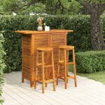 Ensemble de bar de jardin en bois - vidaxl - bois dacacia massif - 110x50x105 cm - 2 �tag�res