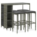 Ensemble de bar de jardin - vidaxl - r�sine tress�e - gris - anthracite - 120x60x110 cm - 38x38x76 cm ...