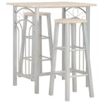 Vidaxl ensemble de bar 3 pcs bois et acier