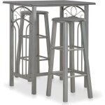 Ensemble de bar - vidaxl - bois et acier - gris - contemporain - design