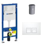 Ensemble bati - support geberit duofix up100 + reservoir pour wc 112 cm + plaque delta50 + manchon de ...
