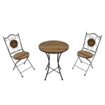 Ensemble bistro - axi - am�lie - 2 chaises pliantes - table ronde - m�tal noir avec c�ramique