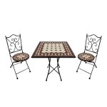Ensemble bistro - axi - camilla - 2 chaises pliantes - 1 table - mosaïque rouge et blanche Ensemble bistro - axi - camilla - 2 chaises pliantes - 1 table - mosaïque rouge et blanche