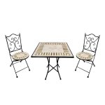 Ensemble bistro - axi - camilla - 2 chaises pliantes - table carrée - mosaïque toscane Ensemble bistro - axi - camilla - 2 chaises pliantes - table carrée - mosaïque toscane