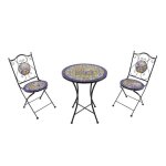 Ensemble bistro ext�rieur mosaique bleu / jaune - axi am�lie - 2 chaises 1 table - style mediterran�en ...