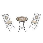 Ensemble bistro ext�rieur mosaique feuilles verte - axi am�lie table et chaise bistrot
