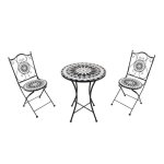 Ensemble bistro ext�rieur mosaique noir / blanc - axi - am�lie - 2 chaises pliantes - d�coratif et pratique ...