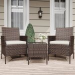 Ensemble bistro de jardin en rotin - lunsy - 2 fauteuils - table basse en verre - 46x85x62 cm - marron ...