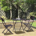 Ensemble bistro en polyrotin pour 2 personnes salon de jardin en rotin marron id�al pour balcon et terrasse. ...