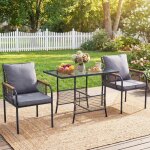 Ensemble bistro de terrasse en rotin pe 3 pi�ces costway table rectangulaire et chaises de jardin ext�rieur ...