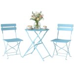 Ensemble bistrot de jardin - 3 pi�ces - table et 2 chaises pliantes � lattes san montage - m�tal - 42x48x80cm ...