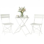 Ensemble bistrot de jardin - 3 pi�ces - table et 2 chaises pliantes � lattes san montage - m�tal - 42x48x80cm ...