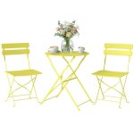 Ensemble bistrot de jardin - 3 pi�ces - table et 2 chaises pliantes � lattes san montage - m�tal - 42x48x80cm ...