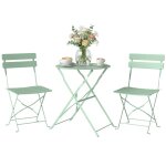 Ensemble bistrot de jardin - 3 pi�ces - table et 2 chaises pliantes � lattes san montage - m�tal - 42x48x80cm ...
