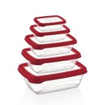 Ensemble de boite de conservation 5 pi�ces rouge herzberg hgl763 - red