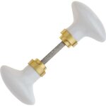 Ensemble boutons de porte olive porcelaine blanc - alpertec - sur rosace - double - 120 mm - demi - tour ...