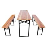 Ensemble brasserie pliant 175cm : 1 table + 2 bancs bois massif de pin mobilier de jardin robuste pliable ...