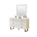 Ensemble buffet et miroir modernes blancs ? �l�gante combinaison dune commode � 6 tiroirs aux accents ...