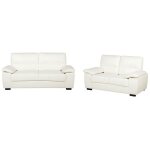 Ensemble de canapés 2 + 3 places en cuir pu beige crème vogar Ensemble de canapés 2 + 3 places en cuir pu beige crème vogar