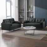 Ensemble de canap�s 3 + 2 places en microfibre anthracite - glimar