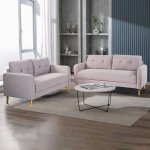 Ensemble de canap�s 3 + 2 places en microfibre gris clair - glimar