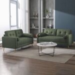 Ensemble de canap�s 3 + 2 places en microfibre kaki - glimar