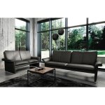 Ensemble canap� 3 places et 2 places en 100% tout cuir italien vachette como noir