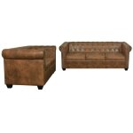 Ensemble de canap� chesterfield � 2 et 3 places marron 02 0019682
