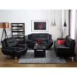 Ensemble canapes et fauteuil en simili - cuir noir 6 places leira