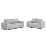 Ensemble canap�s fixes 3 + 2 places kerea tissu gris