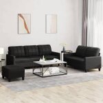 Ensemble de canap�s en similicuir - vidaxl - noir - 3 pi�ces - canap� 2 places: 138x77x80 cm