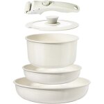 Ensemble de casseroles et po�les en c�ramique - swapy - 5 pi�ces - poign�es d�tachables - antiadh�sif ...