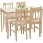 Ensemble de chaises et table de salle a manger style rustique en bois massif pin 04 0003065