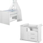 Ensemble chambre bébé roba duo maxi - lit 70x140 cm + grande commode à langer - blanc Ensemble chambre bébé roba duo maxi - lit 70x140 cm + grande commode à langer - blanc