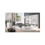 Ensemble chambre nofi - lit 160x200 cm avec sommier 2 tiroirs chevets armoire et commode - blanc