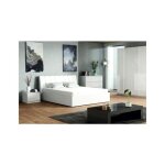 Ensemble chambre verona : lit coffre 180x200 cm commode 3 tiroirs tables de chevet armoire 4 portes blanc ...