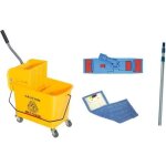 Ensemble chariot 20l avec presse  plat et ensemble balai  plat microfibre