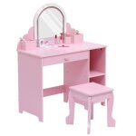 Ensemble coiffeuse et bureau 2 - en - 1pour enfants + miroir led??coiffeuse maquillage et table d?�tude ...