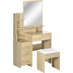 Homcom - coiffeuse - panneaux de particules - 80x38x143cm - bois naturel Homcom - coiffeuse - panneaux de particules - 80x38x143cm - bois naturel
