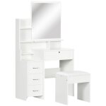 Homcom - coiffeuse - panneaux de particules - 80x38x143cm - blanc