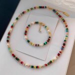 Ensemble collier bracelet femme xjydncg perles multicolores - boh�me �l�gant
