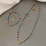 Ensemble collier bracelet femme xjydncg turquoise perles - style boh�me chic