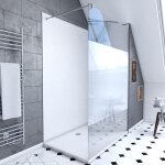 Pack douche � litalienne 90x120 - kit panneaux muraux blanc / chrome + receveur + paroi depolie 8 mm