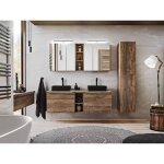 Ensemble complet salle de bain double vasques 140 cm + 6 �l�ments - rosario oak