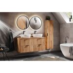 Ensemble complet salle de bain meuble double vasques � poser 120 cm + 3 �l�ments - georgia oak